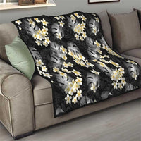 Black Tropical Hawaii Quilt Seamless Monstera Plumeria Hawaiian Pattern - Polynesian Pride