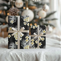 Black Tropical Hawaii Wrapping Paper Seamless Monstera Plumeria Hawaiian Pattern - Polynesian Pride