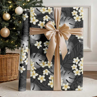 Black Tropical Hawaii Wrapping Paper Seamless Monstera Plumeria Hawaiian Pattern - Polynesian Pride