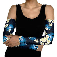Blue Tropical Hawaii Arm Sleeves Seamless Monstera Plumeria Hawaiian Pattern - Polynesian Pride
