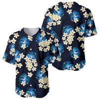 Blue Tropical Hawaii Baseball Jersey Seamless Monstera Plumeria Hawaiian Pattern - Polynesian Pride