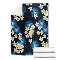 Blue Tropical Hawaii Blanket Seamless Monstera Plumeria Hawaiian Pattern - Polynesian Pride