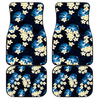 Blue Tropical Hawaii Car Mats Seamless Monstera Plumeria Hawaiian Pattern - Polynesian Pride