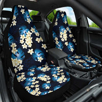Blue Tropical Hawaii Car Seat Cover Seamless Monstera Plumeria Hawaiian Pattern - Polynesian Pride