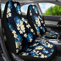 Blue Tropical Hawaii Car Seat Cover Seamless Monstera Plumeria Hawaiian Pattern - Polynesian Pride