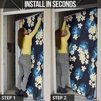 Blue Tropical Hawaii Door Cover Seamless Monstera Plumeria Hawaiian Pattern - Polynesian Pride