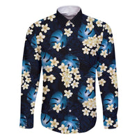 Blue Tropical Hawaii Family Matching Off Shoulder Short Dress and Hawaiian Shirt Seamless Monstera Plumeria Hawaiian Pattern - Polynesian Pride