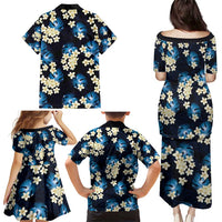 Blue Tropical Hawaii Family Matching Puletasi and Hawaiian Shirt Seamless Monstera Plumeria Hawaiian Pattern - Polynesian Pride