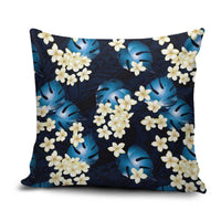 Blue Tropical Hawaii Pillow Cover Seamless Monstera Plumeria Hawaiian Pattern - Polynesian Pride