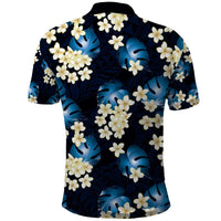 Blue Tropical Hawaii Polo Shirt Seamless Monstera Plumeria Hawaiian Pattern - Polynesian Pride