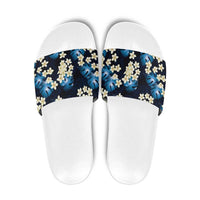 Blue Tropical Hawaii Slide Sandals Seamless Monstera Plumeria Hawaiian Pattern - Polynesian Pride