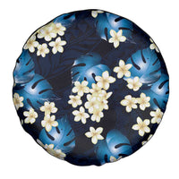 Blue Tropical Hawaii Spare Tire Cover Seamless Monstera Plumeria Hawaiian Pattern - Polynesian Pride
