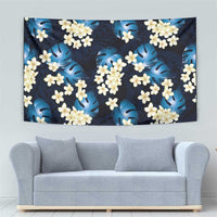Blue Tropical Hawaii Tapestry Seamless Monstera Plumeria Hawaiian Pattern - Polynesian Pride