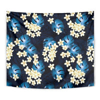 Blue Tropical Hawaii Tapestry Seamless Monstera Plumeria Hawaiian Pattern - Polynesian Pride