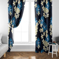 Blue Tropical Hawaii Window Curtain Seamless Monstera Plumeria Hawaiian Pattern - Polynesian Pride