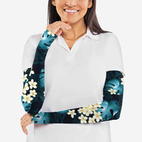 Dark Cyan Tropical Hawaii Arm Sleeves Seamless Monstera Plumeria Hawaiian Pattern - Polynesian Pride