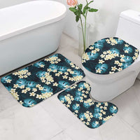 Dark Cyan Tropical Hawaii Bathroom Set Seamless Monstera Plumeria Hawaiian Pattern - Polynesian Pride