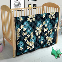 Dark Cyan Tropical Hawaii Quilt Seamless Monstera Plumeria Hawaiian Pattern - Polynesian Pride