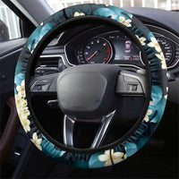 Dark Cyan Tropical Hawaii Steering Wheel Cover Seamless Monstera Plumeria Hawaiian Pattern - Polynesian Pride
