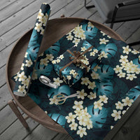 Dark Cyan Tropical Hawaii Wrapping Paper Seamless Monstera Plumeria Hawaiian Pattern - Polynesian Pride