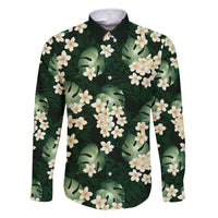 Green Tropical Hawaii Family Matching Off Shoulder Maxi Dress and Hawaiian Shirt Seamless Monstera Plumeria Hawaiian Pattern - Polynesian Pride