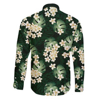 Green Tropical Hawaii Family Matching Summer Maxi Dress and Hawaiian Shirt Seamless Monstera Plumeria Hawaiian Pattern - Polynesian Pride