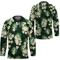Green Tropical Hawaii Hockey Jersey Seamless Monstera Plumeria Hawaiian Pattern LT14 - Polynesian Pride