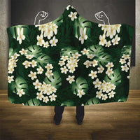 Green Tropical Hawaii Hooded Blanket Seamless Monstera Plumeria Hawaiian Pattern - Polynesian Pride