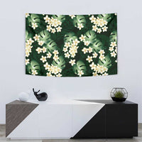 Green Tropical Hawaii Tapestry Seamless Monstera Plumeria Hawaiian Pattern - Polynesian Pride