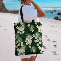 Green Tropical Hawaii Tote Bag Seamless Monstera Plumeria Hawaiian Pattern - Polynesian Pride