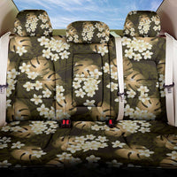 Gold Tropical Hawaii Back Car Seat Cover Seamless Monstera Plumeria Hawaiian Pattern - Polynesian Pride