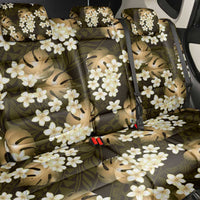 Gold Tropical Hawaii Back Car Seat Cover Seamless Monstera Plumeria Hawaiian Pattern - Polynesian Pride