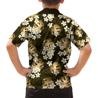 Gold Tropical Hawaii Family Matching Puletasi and Hawaiian Shirt Seamless Monstera Plumeria Hawaiian Pattern - Polynesian Pride