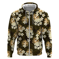 Gold Tropical Hawaii Hoodie Seamless Monstera Plumeria Hawaiian Pattern - Polynesian Pride