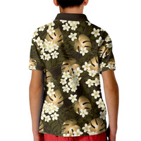 Gold Tropical Hawaii Kid Polo Shirt Seamless Monstera Plumeria Hawaiian Pattern - Polynesian Pride