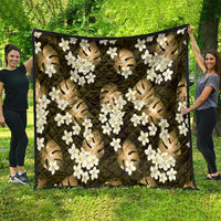 Gold Tropical Hawaii Quilt Seamless Monstera Plumeria Hawaiian Pattern - Polynesian Pride