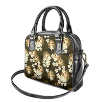 Gold Tropical Hawaii Shoulder Handbag Seamless Monstera Plumeria Hawaiian Pattern - Polynesian Pride