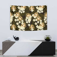 Gold Tropical Hawaii Tapestry Seamless Monstera Plumeria Hawaiian Pattern - Polynesian Pride