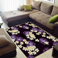 Purple Tropical Hawaii Area Rug Seamless Monstera Plumeria Hawaiian Pattern - Polynesian Pride