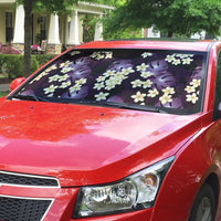 Purple Tropical Hawaii Auto Sun Shade Seamless Monstera Plumeria Hawaiian Pattern - Polynesian Pride