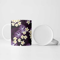 Purple Tropical Hawaii Ceramic Mug Seamless Monstera Plumeria Hawaiian Pattern - Polynesian Pride