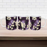 Purple Tropical Hawaii Ceramic Mug Seamless Monstera Plumeria Hawaiian Pattern - Polynesian Pride