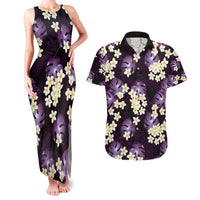 Purple Tropical Hawaii Couples Matching Tank Maxi Dress and Hawaiian Shirt Seamless Monstera Plumeria Hawaiian Pattern - Polynesian Pride