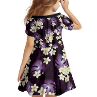 Purple Tropical Hawaii Family Matching Short Sleeve Bodycon Dress and Hawaiian Shirt Seamless Monstera Plumeria Hawaiian Pattern - Polynesian Pride