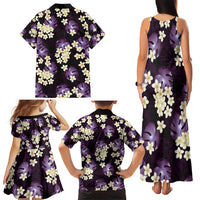 Purple Tropical Hawaii Family Matching Tank Maxi Dress and Hawaiian Shirt Seamless Monstera Plumeria Hawaiian Pattern - Polynesian Pride