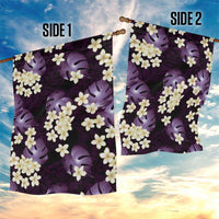 Purple Tropical Hawaii Garden Flag Seamless Monstera Plumeria Hawaiian Pattern - Polynesian Pride