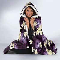 Purple Tropical Hawaii Hooded Blanket Seamless Monstera Plumeria Hawaiian Pattern - Polynesian Pride