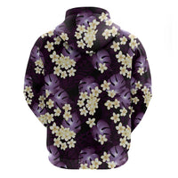 Purple Tropical Hawaii Hoodie Seamless Monstera Plumeria Hawaiian Pattern - Polynesian Pride
