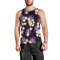 Purple Tropical Hawaii Men Tank Top Seamless Monstera Plumeria Hawaiian Pattern - Polynesian Pride