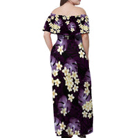 Purple Tropical Hawaii Off Shoulder Maxi Dress Seamless Monstera Plumeria Hawaiian Pattern - Polynesian Pride